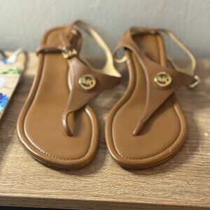 Michael Kors Leather Wedge Sandals – Brown – Size 9.5